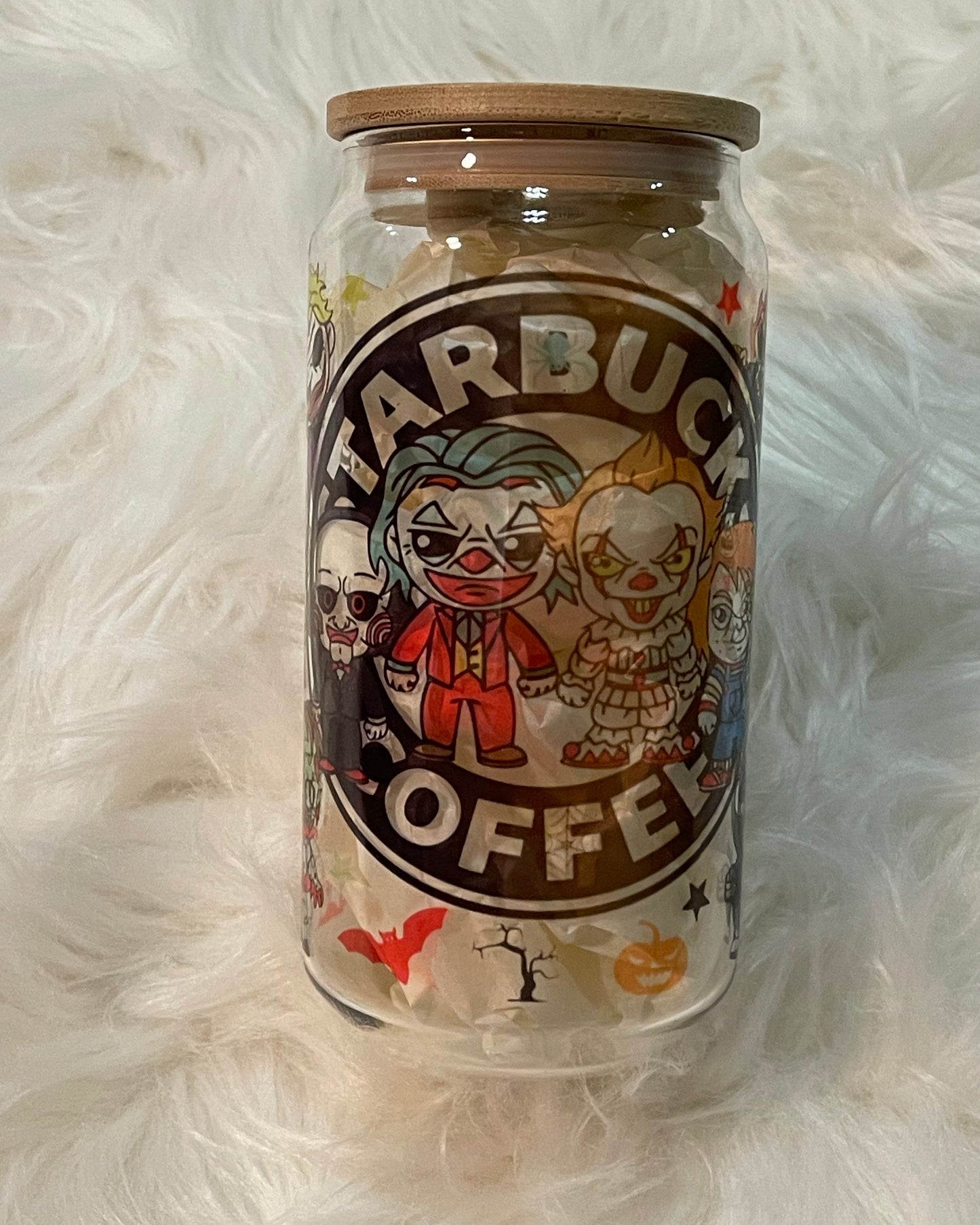 Cartoon Movie Characters Glass with Bamboo Lid