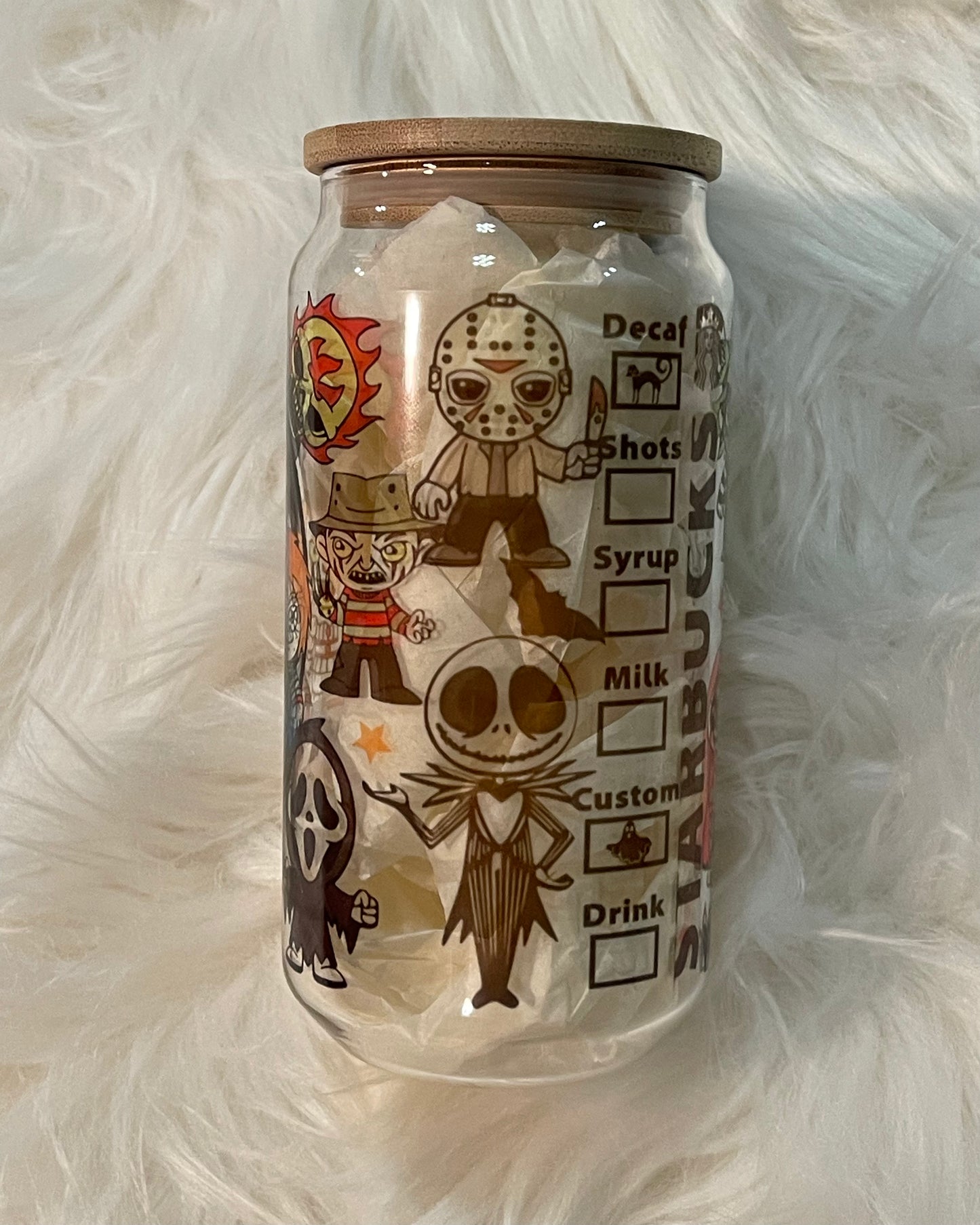Cartoon Movie Characters Glass with Bamboo Lid