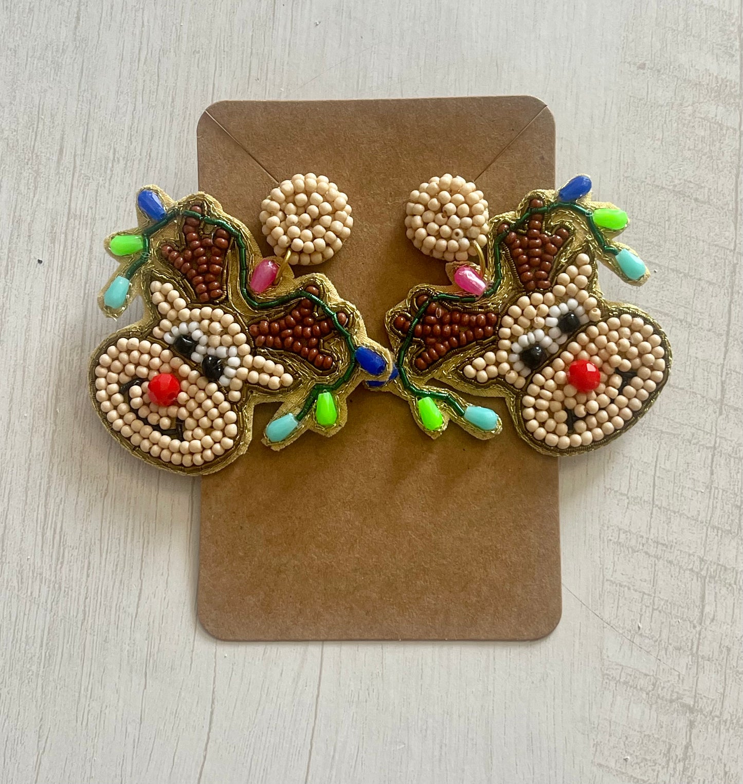 Reindeer Beaded Earrings