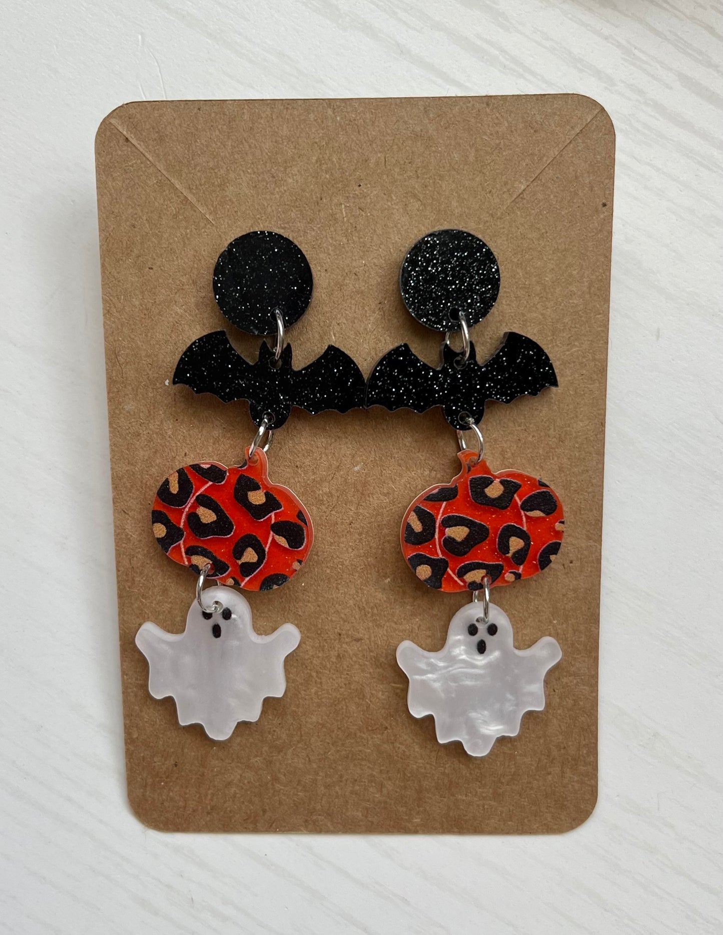 Bat Pumpkin Ghost Earrings