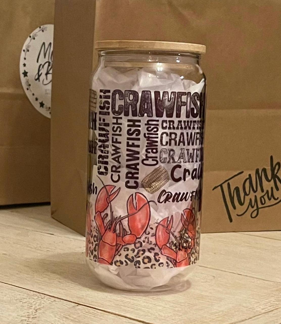 Crawfish Glass with Bamboo Lid