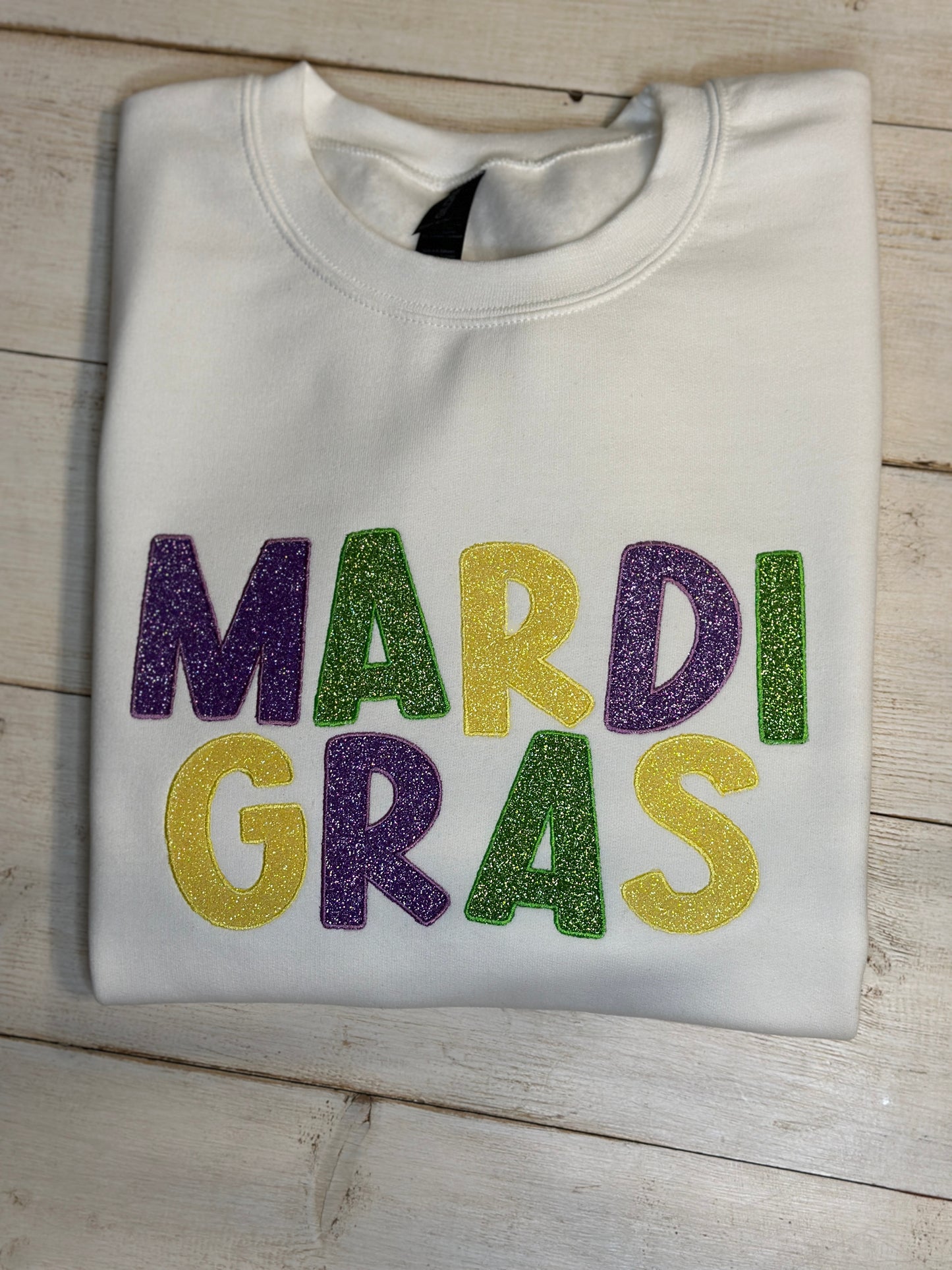 Mardi Gras Glitter Embroidered Sweatshirt Youth-Adult