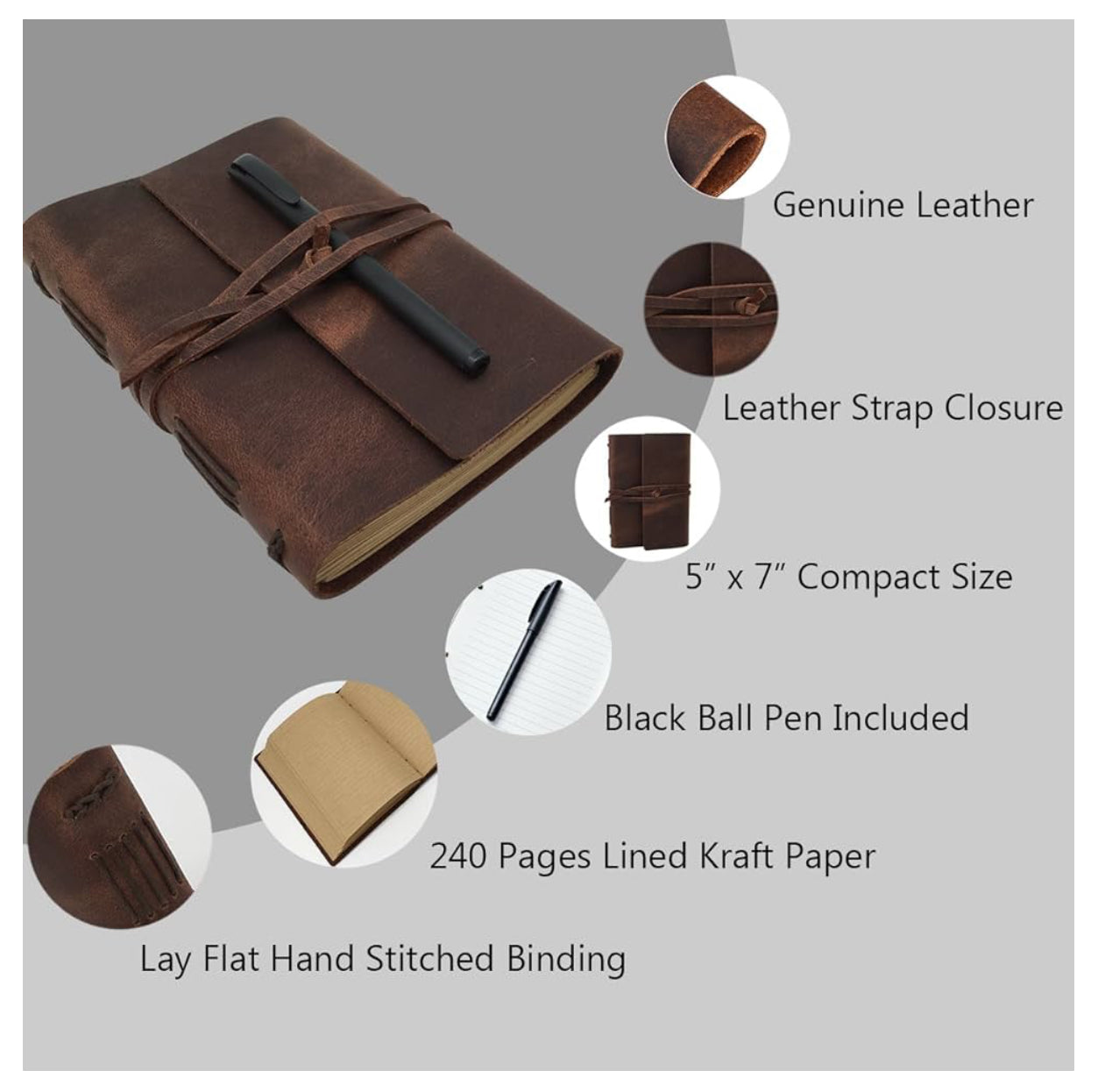 Custom Vintage Style Leather Cover Journal
