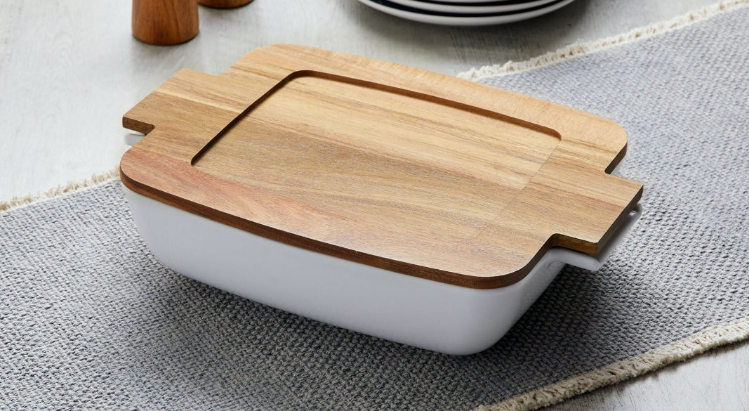 Custom Baking Dish with Wooden Lid