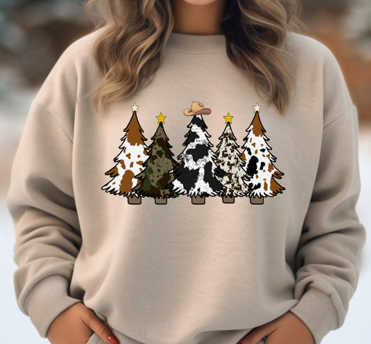 Cow Print Trees Tee or Sweatshirt