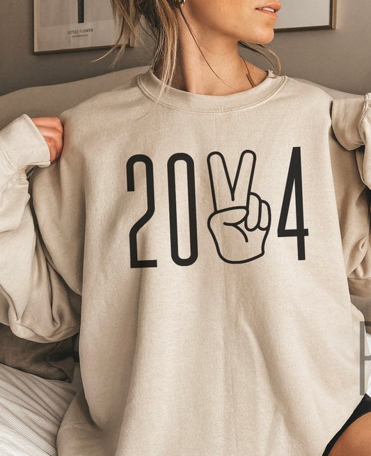 2024 & Peace Sign Sweatshirt