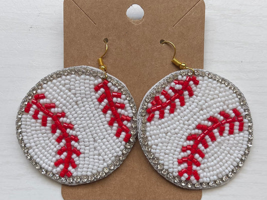 Baseball Beaded Earrings