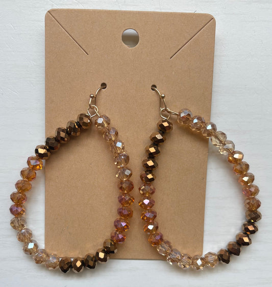 Iridescent Bronze Topaz & Amber Teardrop Earrings