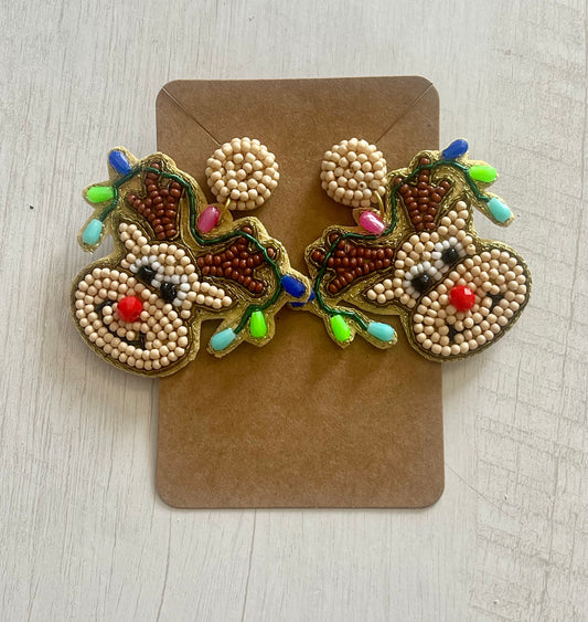 Reindeer Beaded  Earrings