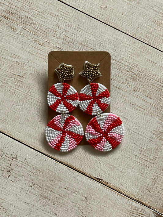 Peppermint Beaded Earrings