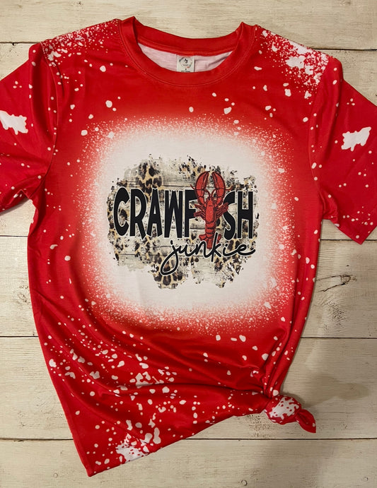 Crawfish Junkie Faux Bleached T-Shirt