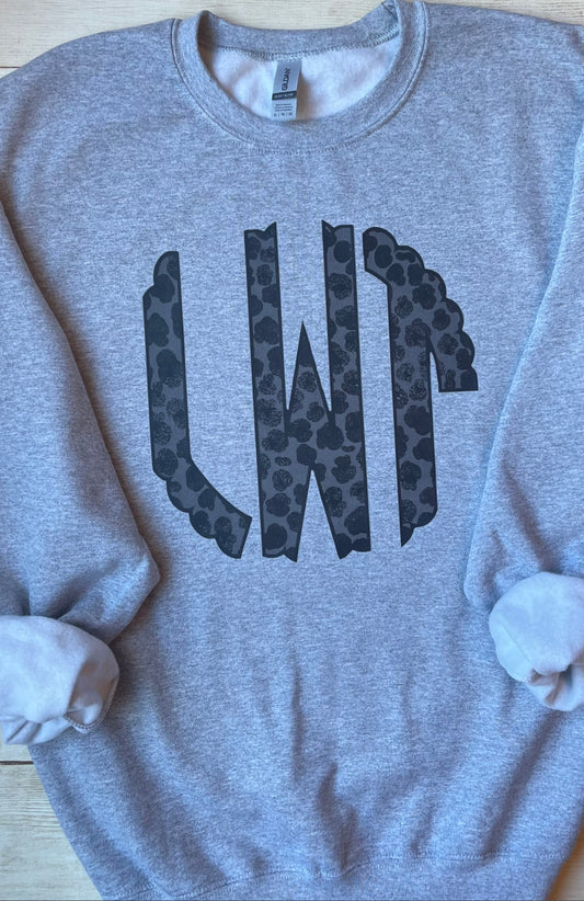 Black Leopard Monogram Sweatshirt - Personalized Adult