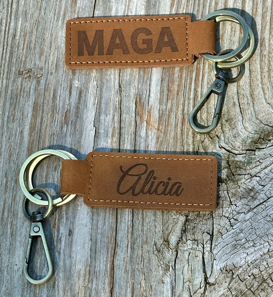 Personalized Engraved Leather Keychain