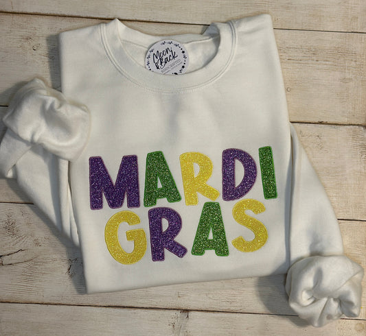 Mardi Gras Glitter Embroidered Sweatshirt Youth-Adult