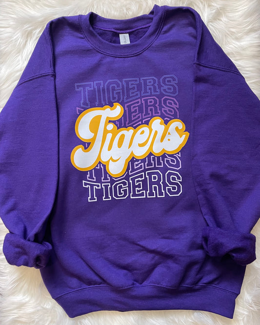 Tigers Tigers Tigers Multi Color Retro Sweatshirt