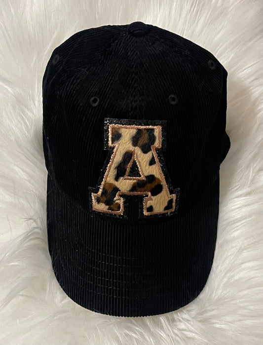 Leopard Initial Corduroy Cap