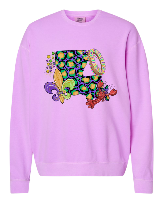 Mardi Gras Leopard Louisiana Sweatshirt