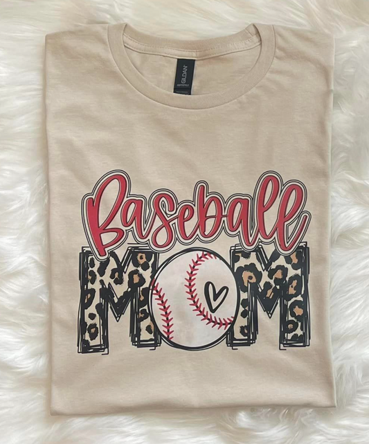 Baseball Mom Red & Leopard