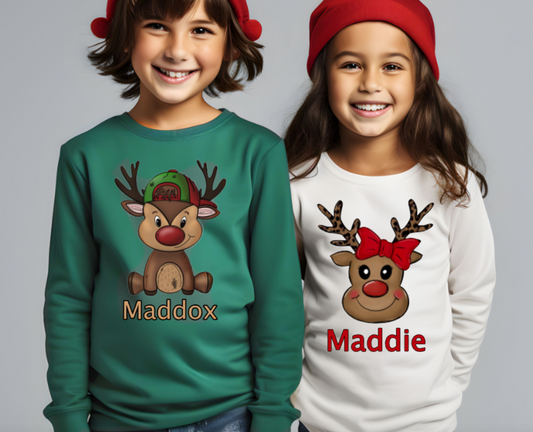 Personalized Reindeer Long Sleeve T-Shirt