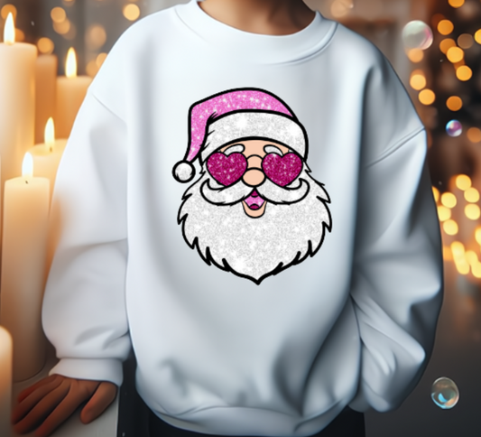 Faux Glitter Santa Sweatshirt - Youth