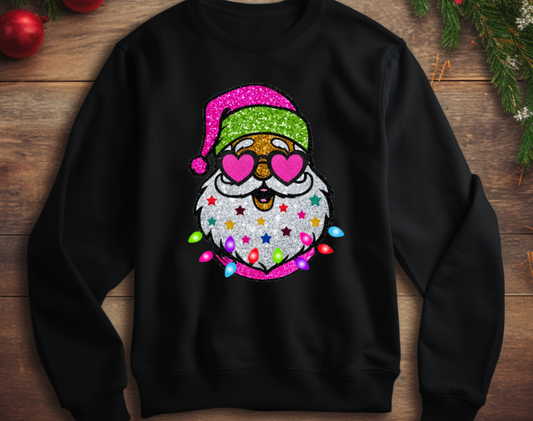 FAUX  Glitter Santa Sweatshirt - Youth & Adult