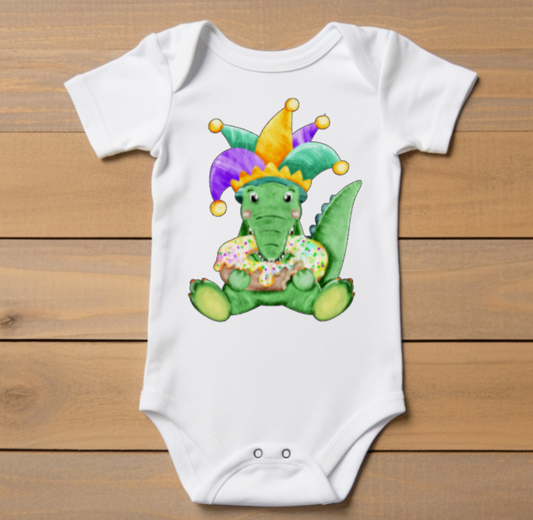 Gator & King Cake Mardi Gras Onesie