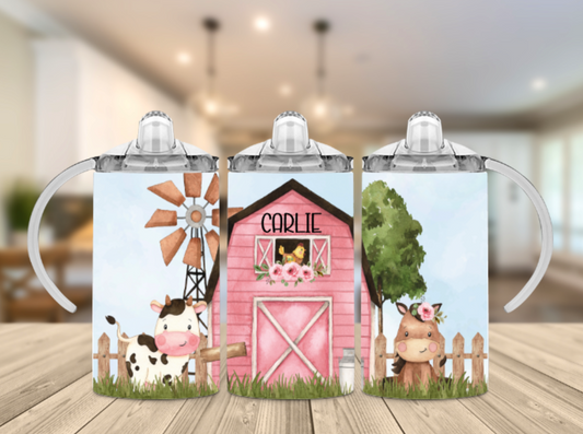 Farm Theme Pastel Sippy Cup