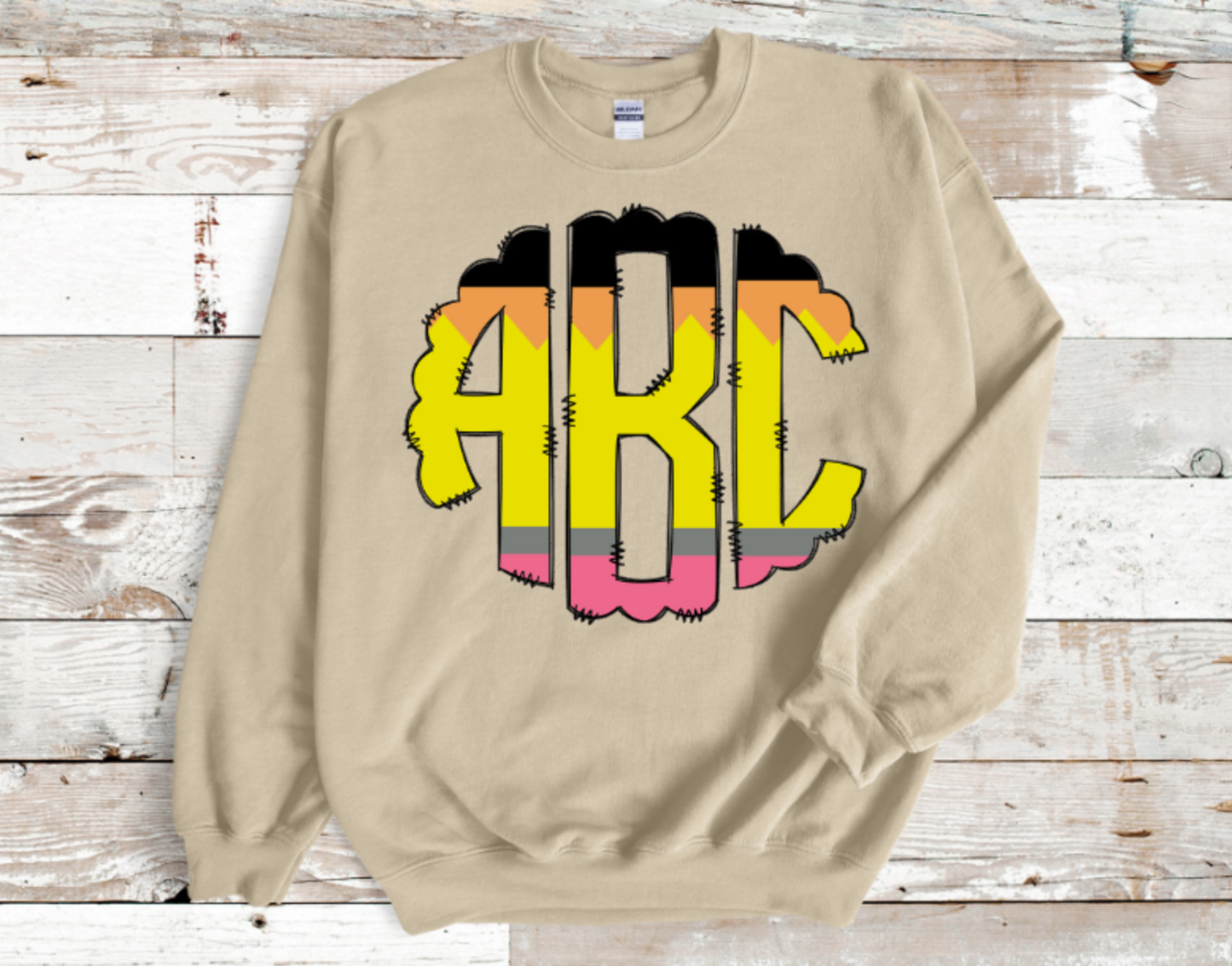 Monogram Pencil Design T-Shirt or Sweatshirt